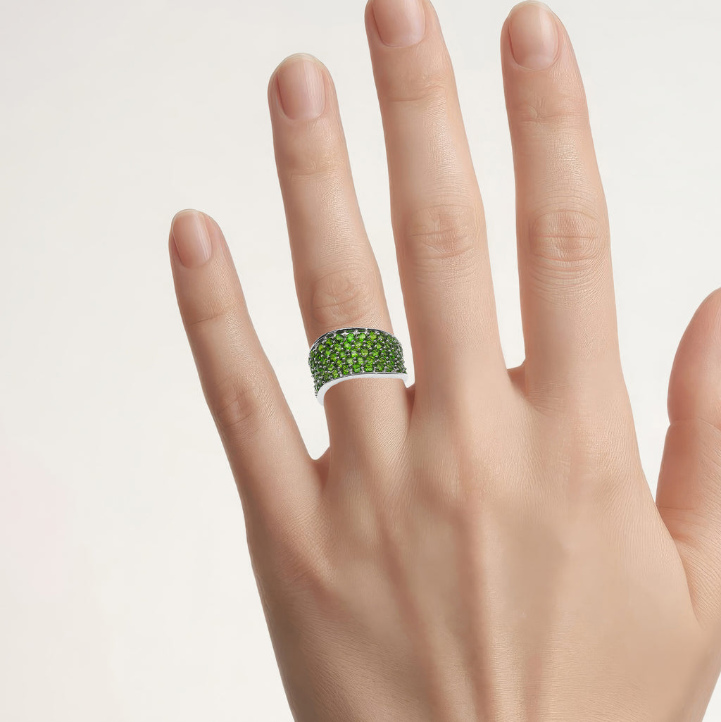 Chrome Diopside Ring 2.42 Carats Sterling Silver