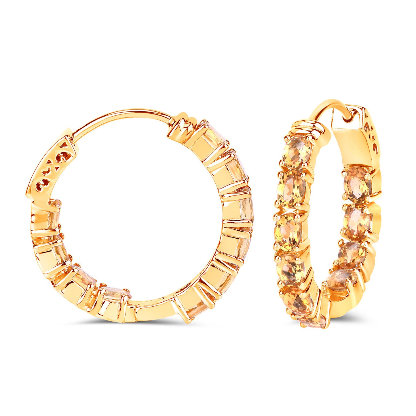 Citrine Earrings 3.18 Carats Gold Plated Silver