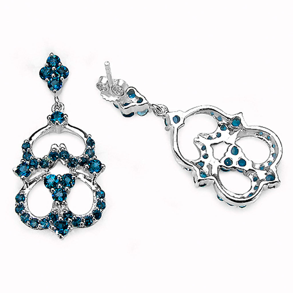 London Blue Topaz Dangle Earrings 4.8 Carats Sterling Silver