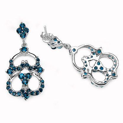 London Blue Topaz Dangle Earrings 4.8 Carats Sterling Silver