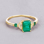 Zambian Emerald Ring With Diamonds 1.02 Carats 14K Yellow Gold
