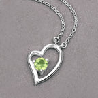 Peridot Heart Necklace 0.5 Carats Sterling Silver