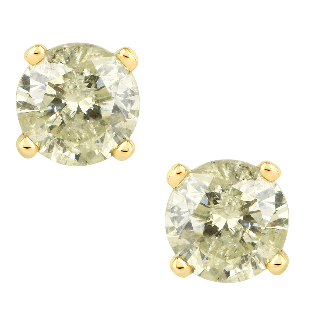 Diamond Stud Earrings 1.14 Carats 14K Yellow Gold