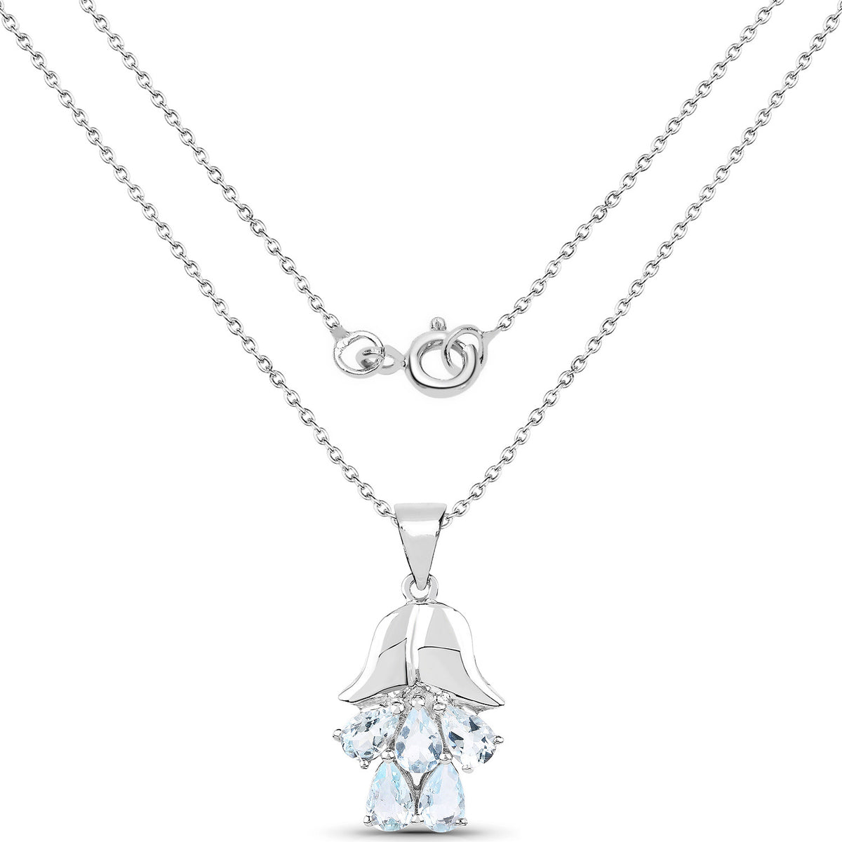 Aquamarine Pendant 1.74 Carats Sterling Silver