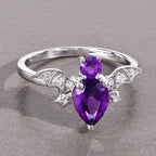 Amethyst Bat Ring With White Topaz 1.11 Carats Sterling Silver