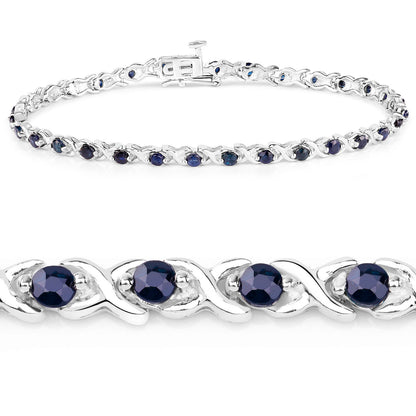 Blue Sapphire Tennis Bracelet 2.2 Carats Sterling Silver