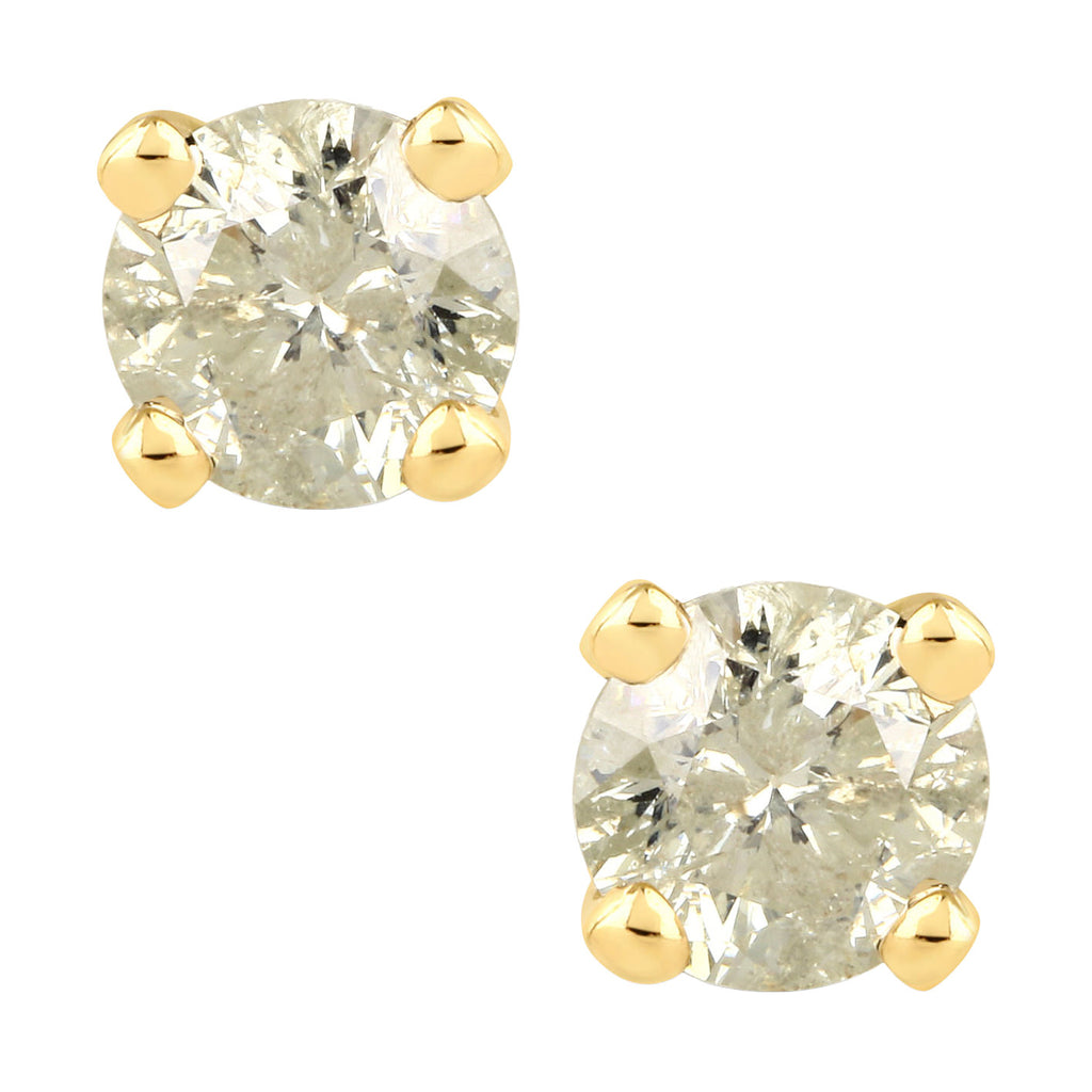 Diamond Stud Earrings 0.9 Carats 14K Yellow Gold