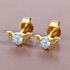 Blue Topaz Bat Stud Earrings 0.38 Carats Gold Plated Silver