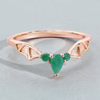 Emerald Bat Ring 0.26 Carats Gold Plated Silver