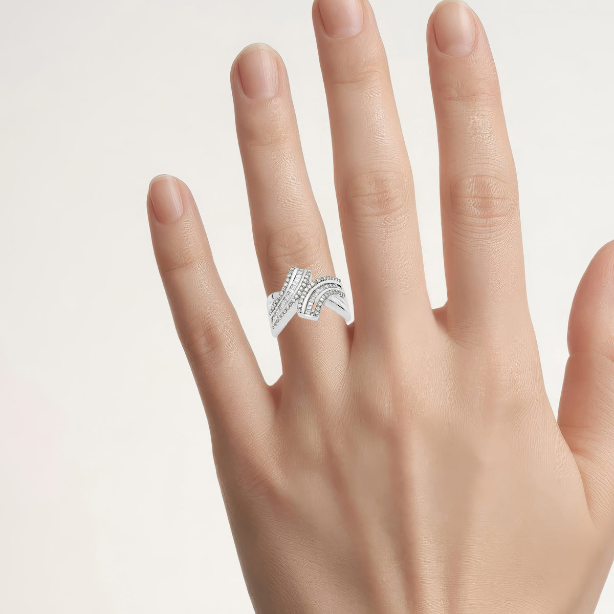 Diamond Ring 0.56 Carats Sterling Silver
