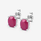 Ruby Stud Earrings 1.68 Carats 10K White Gold