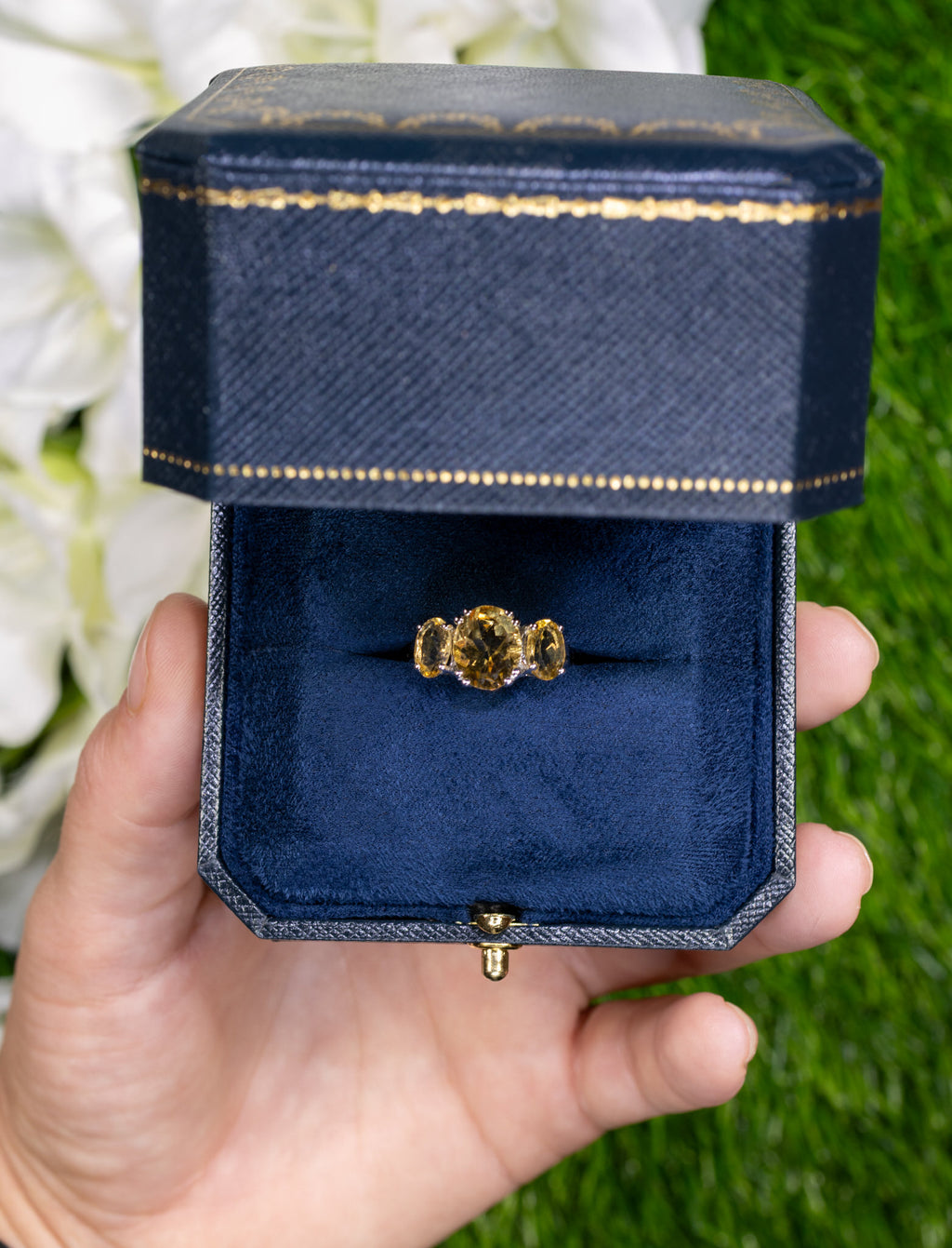 Citrine Three Stone Ring 3.75 Carats