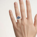 Blue Sapphire Ring With Diamonds 3.36 Carats Gold Plated Silver