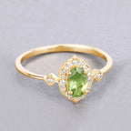 Peridot Ring With Diamonds 0.45 Carats 10K Yellow Gold