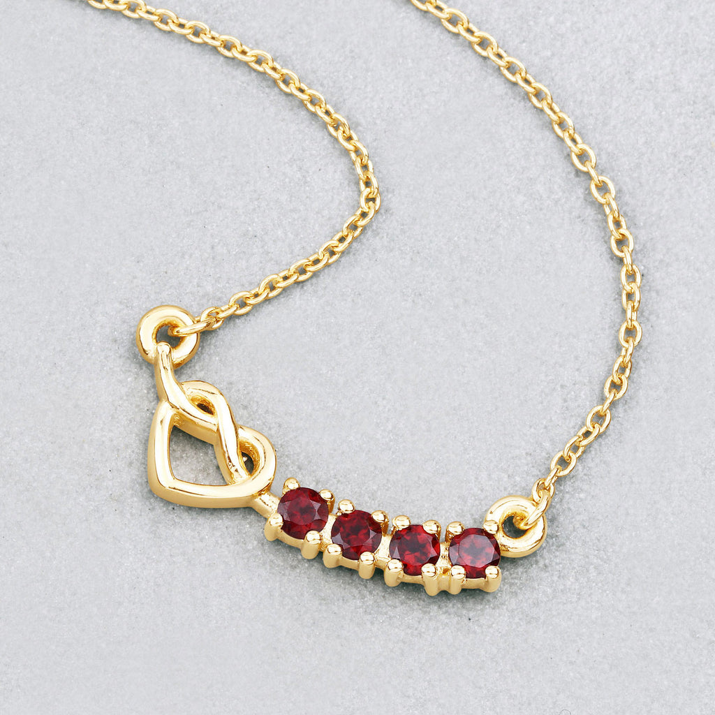 Garnet Heart Necklace 0.3 Carats Gold Plated Silver