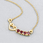 Garnet Heart Necklace 0.3 Carats Gold Plated Silver