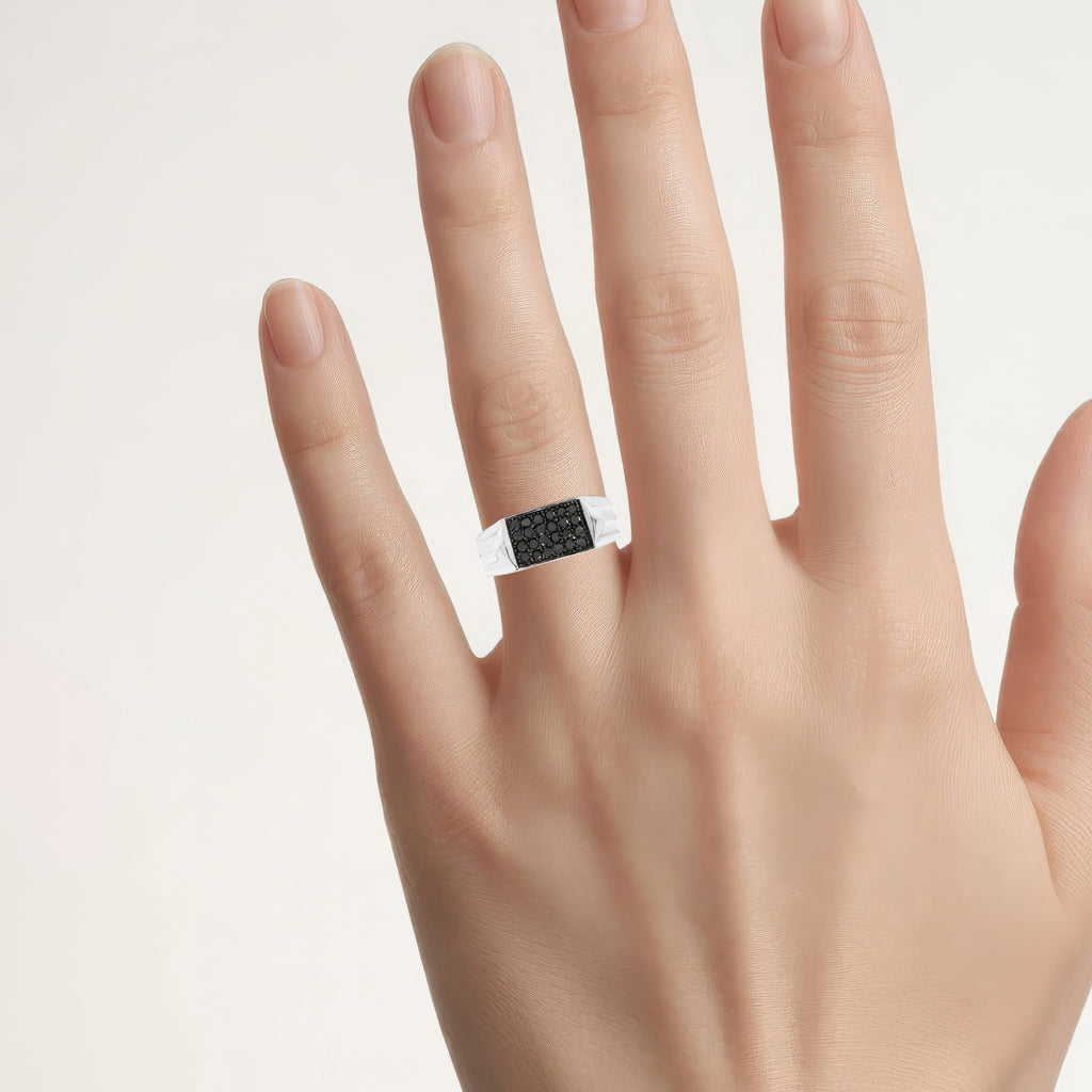 Black Diamond Ring 0.4 Carats Sterling Silver
