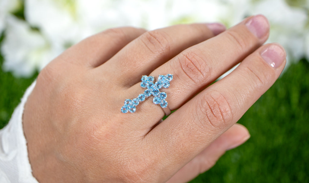 Swiss Blue Topaz Ring 2.14 Carats Sterling Silver