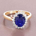 Blue Sapphire Ring With Diamonds 2.82 Carats 18K Yellow Gold