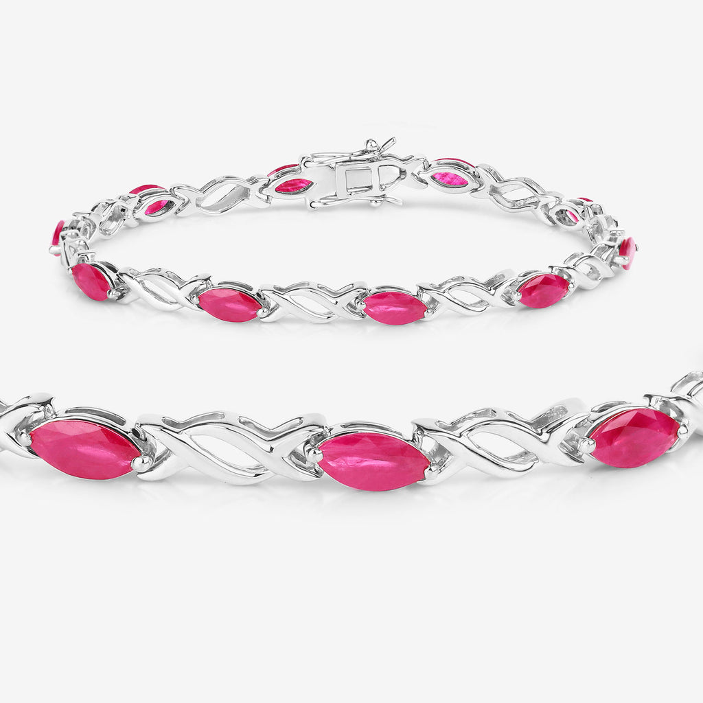 Ruby Bracelet 4.98 Carats 10K White Gold