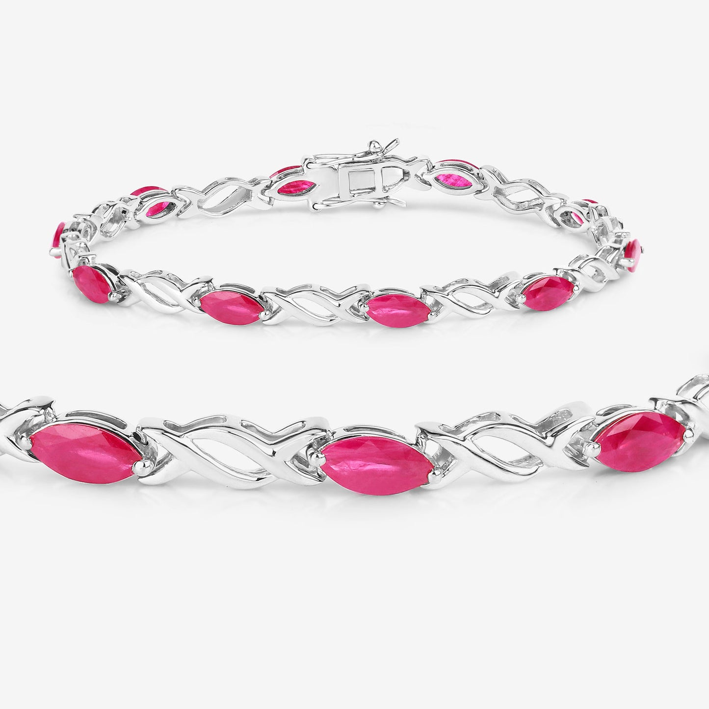 Ruby Bracelet 4.98 Carats 10K White Gold
