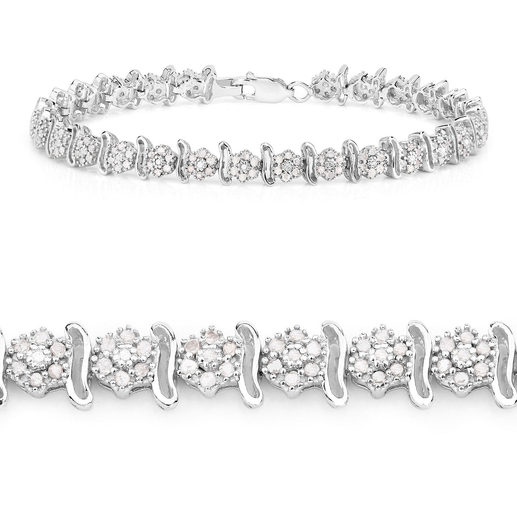 Diamond Tennis Bracelet 0.94 Carats Sterling Silver