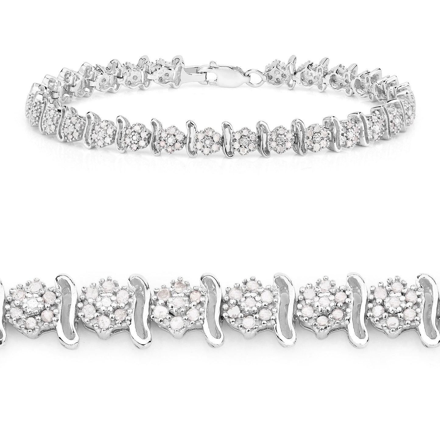 Diamond Tennis Bracelet 0.94 Carats Sterling Silver