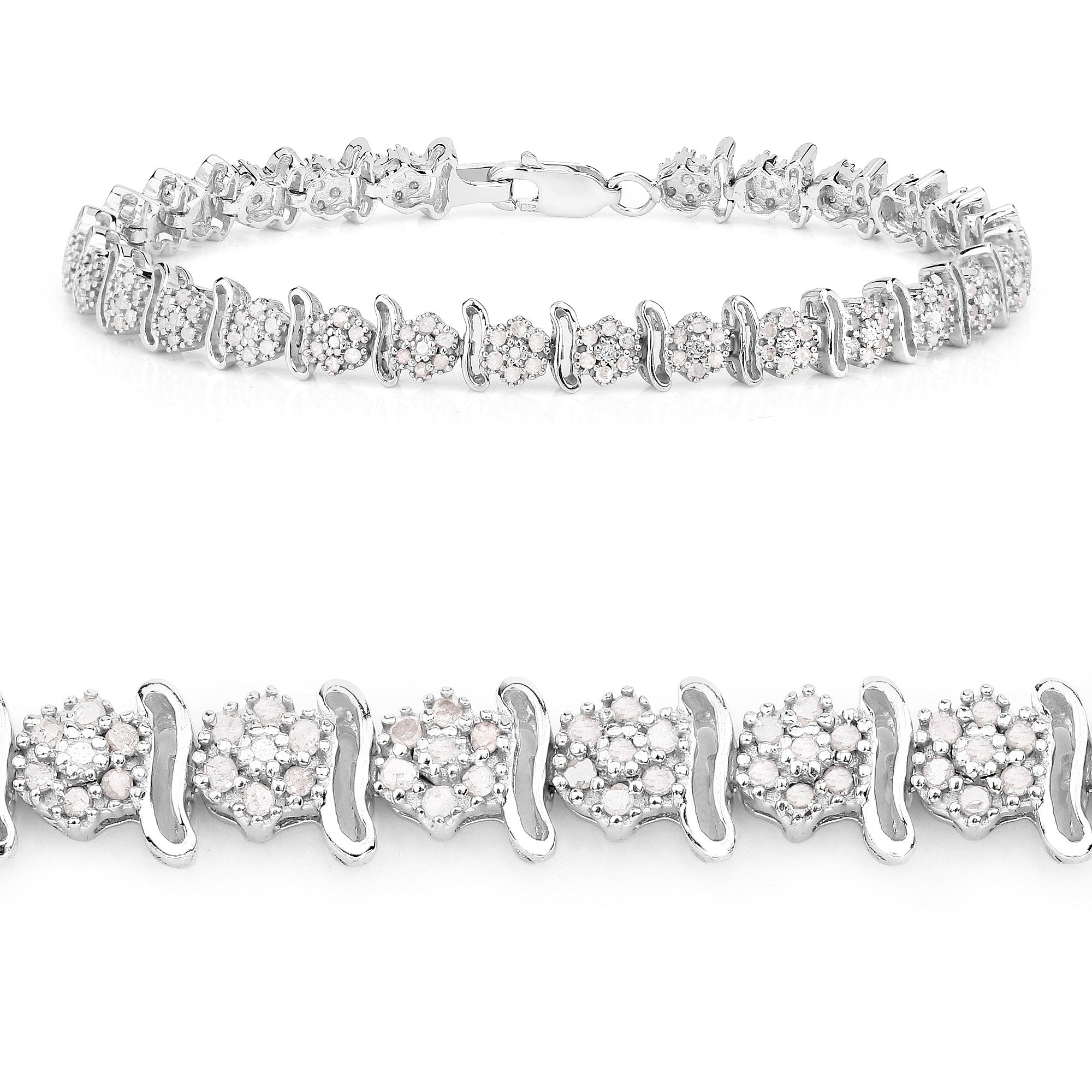 Diamond Tennis Bracelet 0.94 Carats Sterling Silver