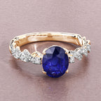 Blue Sapphire Ring With Diamonds 2.1 Carats 18K Yellow Gold