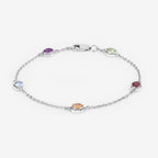 Natural Mixed Gemstones Bracelet 1.76 Carats Sterling Silver