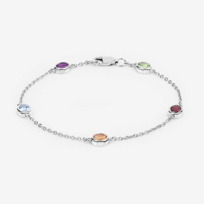 Natural Mixed Gemstones Bracelet 1.76 Carats Sterling Silver