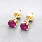 Ruby Stud Earrings 0.84 Carats 10K Yellow Gold
