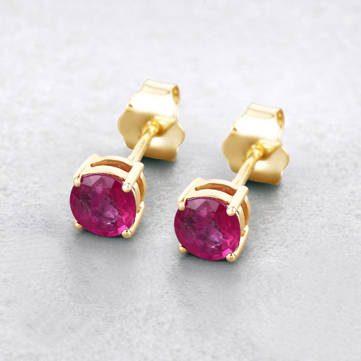 Ruby Stud Earrings 0.84 Carats 10K Yellow Gold