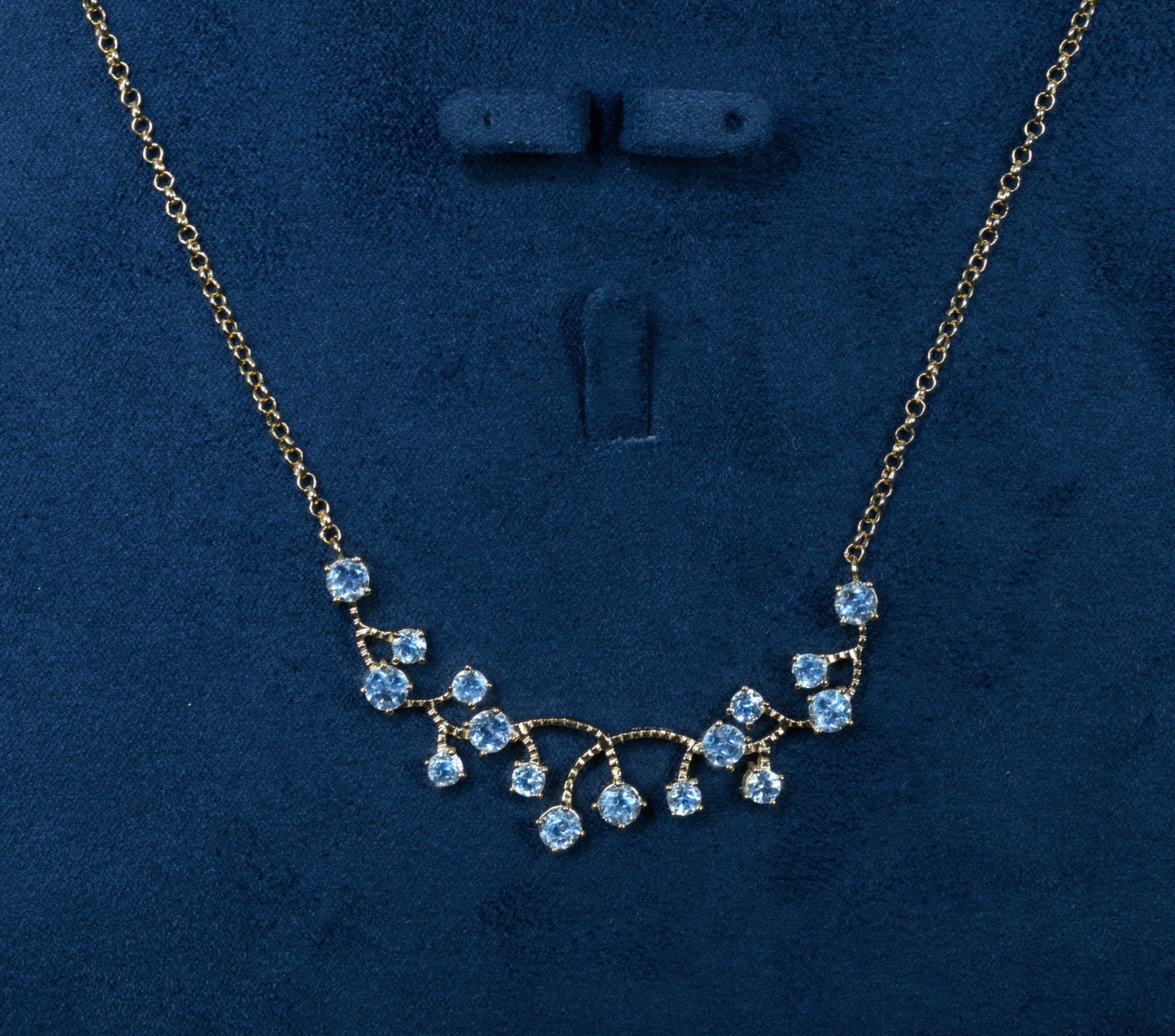 Blue Topaz Necklace 7.32 Carats Gold Plated Sterling Silver