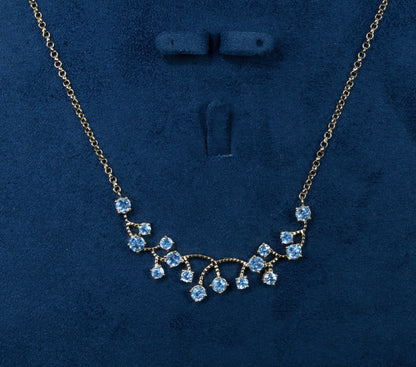 Blue Topaz Necklace 7.32 Carats Gold Plated Sterling Silver