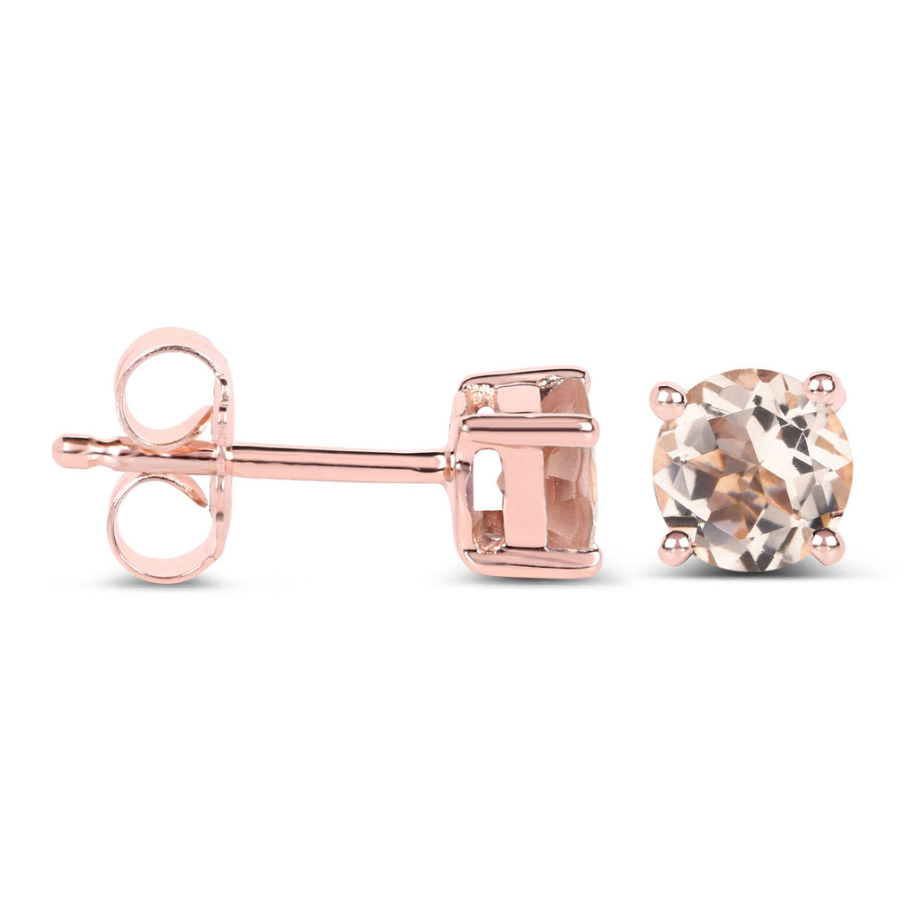 Morganite Stud Earrings 0.78 Carats Gold Plated Silver