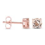 Morganite Stud Earrings 0.78 Carats Gold Plated Silver