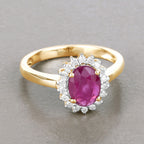 Ruby Ring With Diamonds 1.6 Carats 14K Yellow Gold