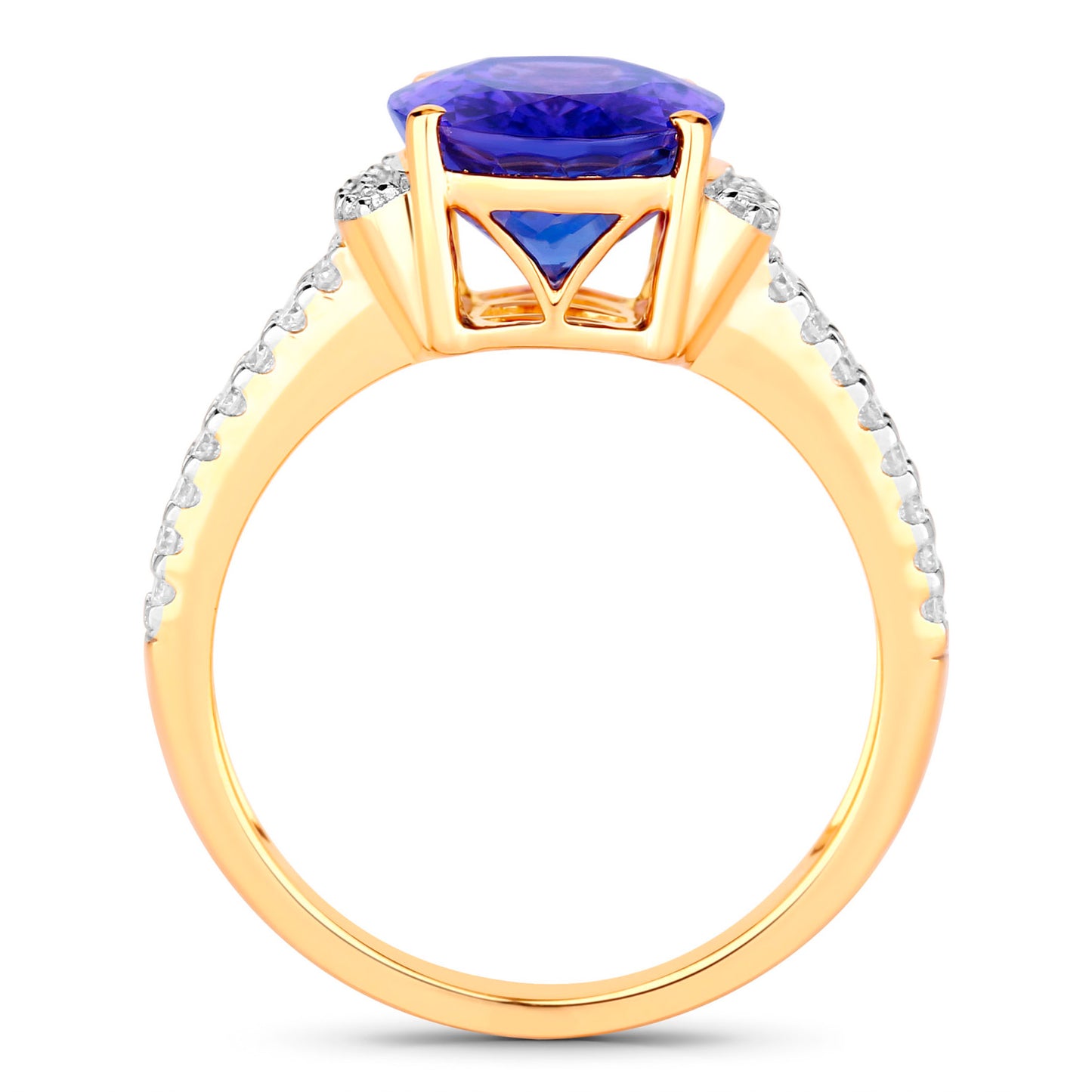 Tanzanite Ring Diamonds 4.18 Carats 14K Yellow Gold