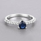 Blue Sapphire Ring 0.48 Carats 14K White Gold