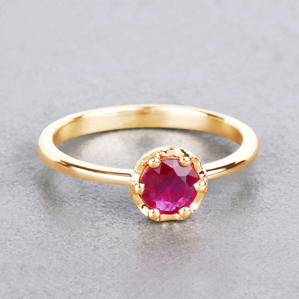 Ruby Ring 0.48 Carats 14K Yellow Gold