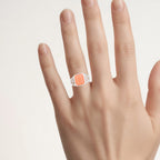 Peach Moonstone Ring 5.74 Carats Sterling Silver