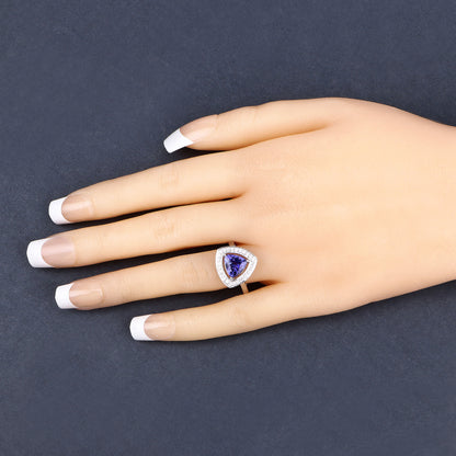 Tanzanite Ring With Diamonds 1.96 Carats 14K White Gold