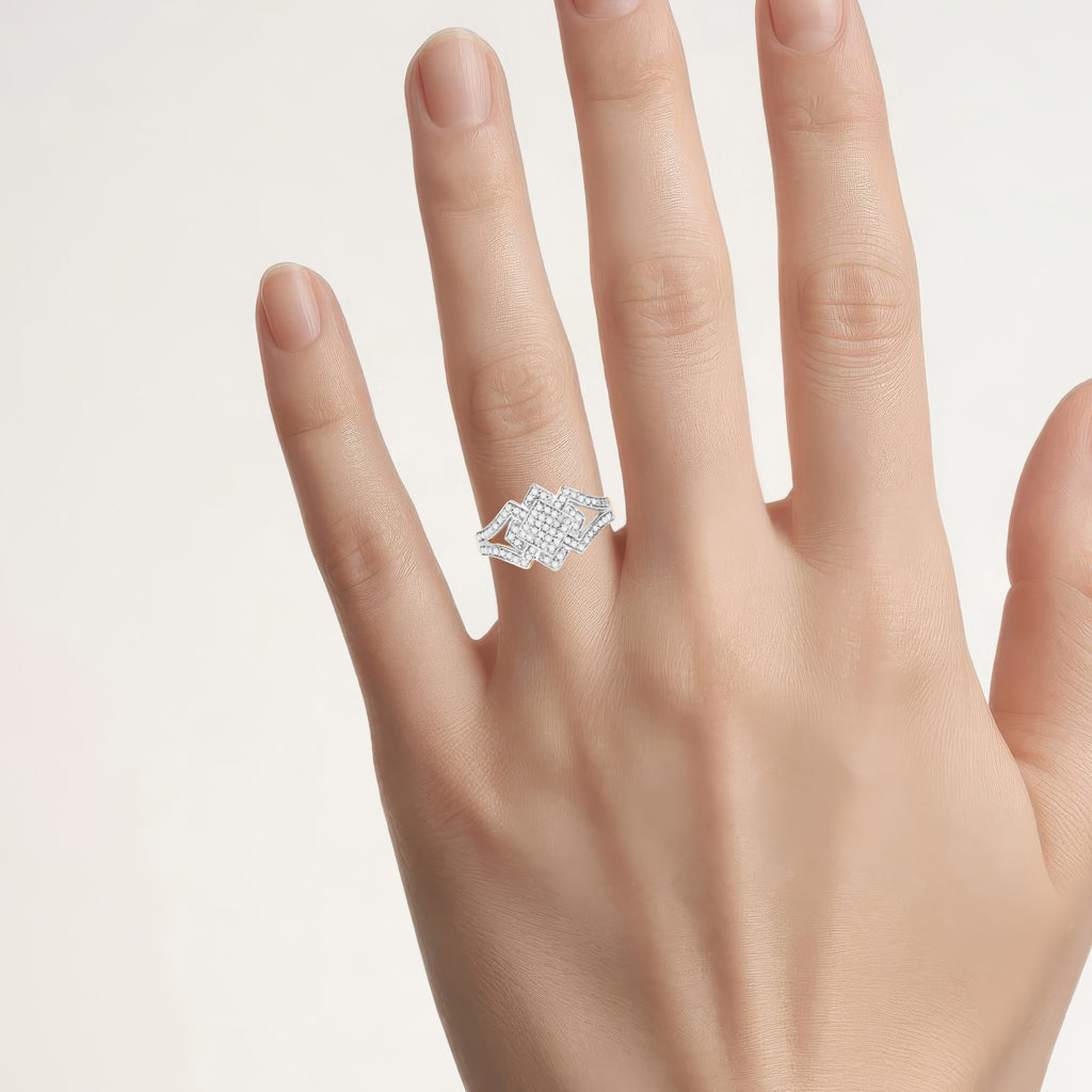 Diamond Ring 0.3 Carats Gold Plated Silver