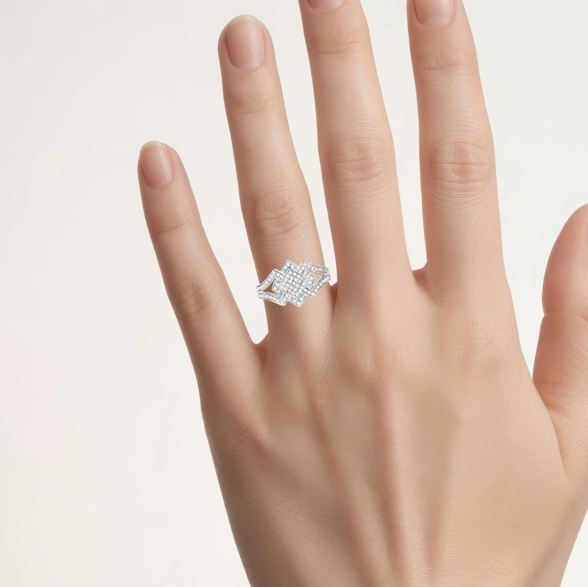 Diamond Ring 0.3 Carats Gold Plated Silver