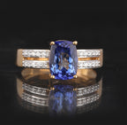 Natural Tanzanite Ring With Diamonds 1.99 Carats 9K Yellow Gold