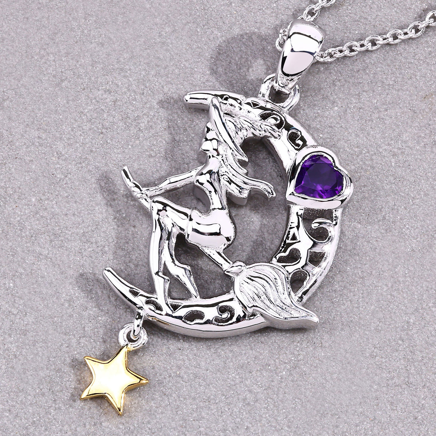 Amethyst Witch Pendant 0.24 Carats Sterling Silver