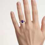 Amethyst Ring With Diamonds 3.76 Carats Gold Plated Silver