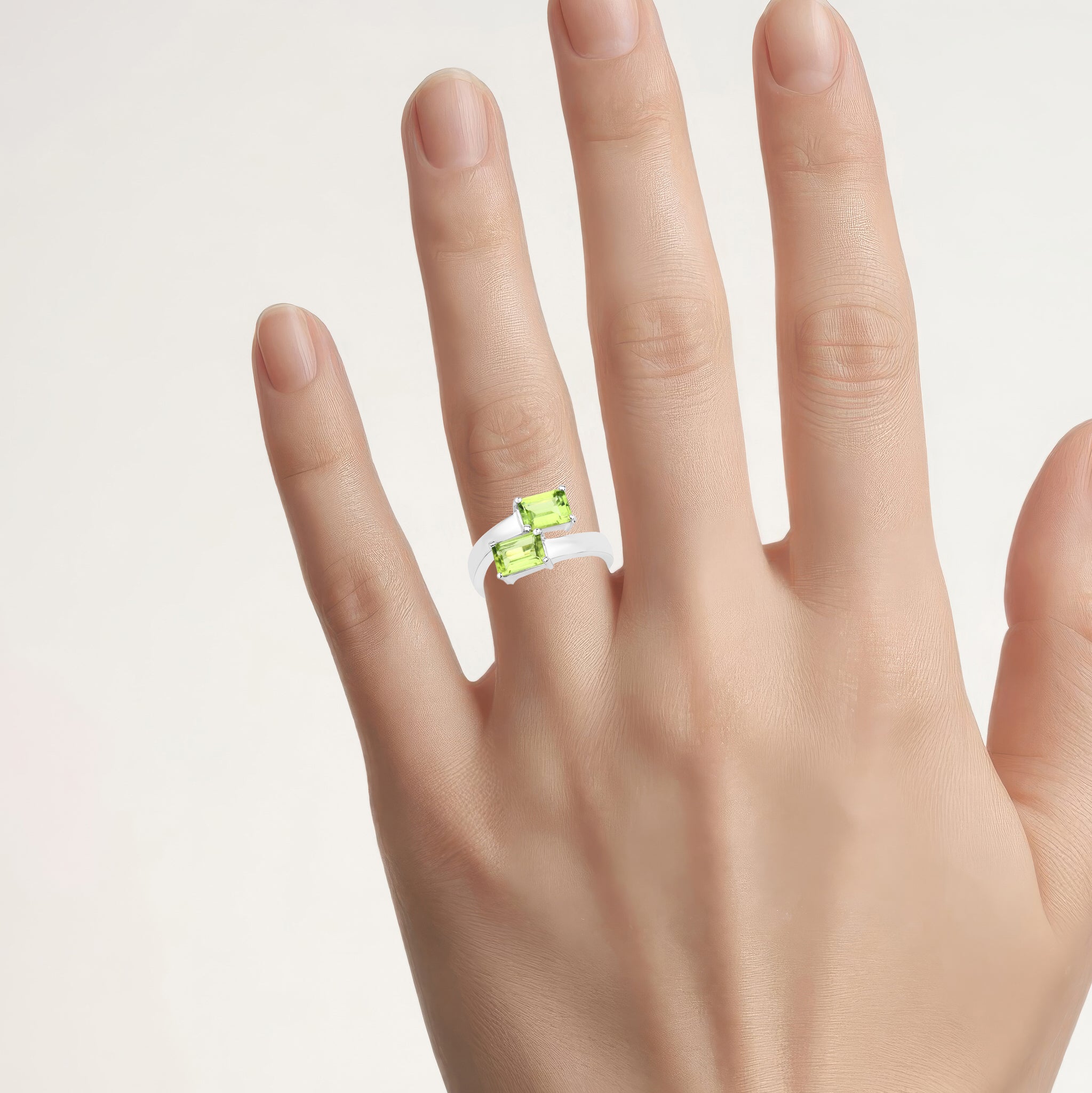 Peridot Ring 1.98 Carats Sterling Silver