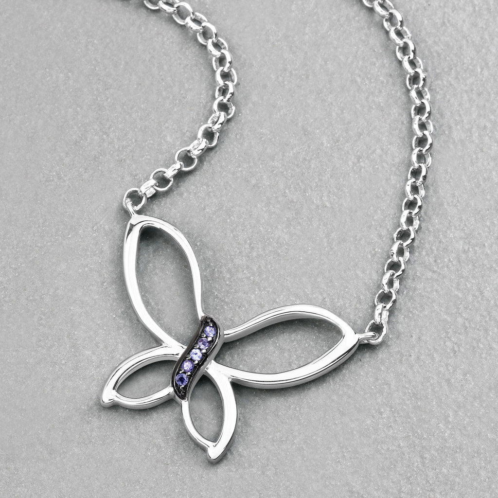 Tanzanite Butterfly Pendant 0.08 Carats Sterling Silver
